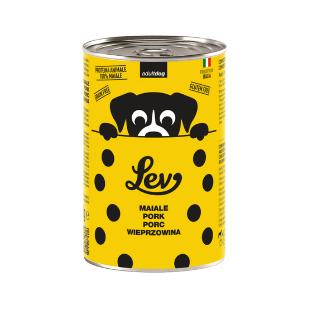 Lev umido cane 400g, alimento umido completo cane, cibo umido cane italiano, umido cane senza glutine, alimento cane 100 proteine animali, umido cane senza conservanti, cibo cane senza coloranti, alimento cane NO OGM, umido cane naturale, Lev cane completo
