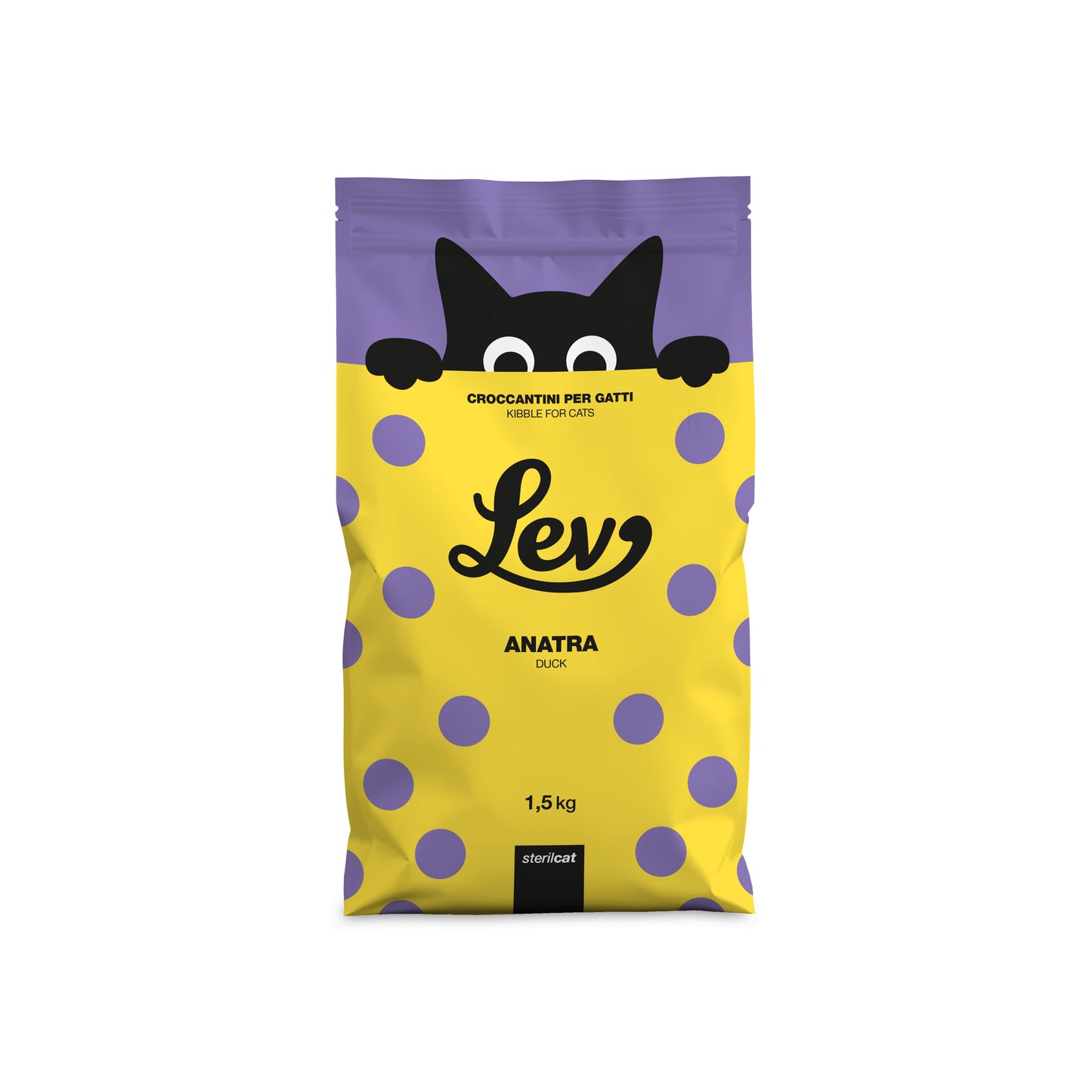 Crocchette per gatti sterilizzati, Cibo secco per gatti adulti sterilizzati, Crocchette all’anatra per gatti, Alimento completo gatti sterilizzati, Crocchette con omega 3 e 6, Crocchette per gatti con antiossidanti naturali, Crocchette senza coloranti per gatti, Crocchette Lev gatti sterilizzati