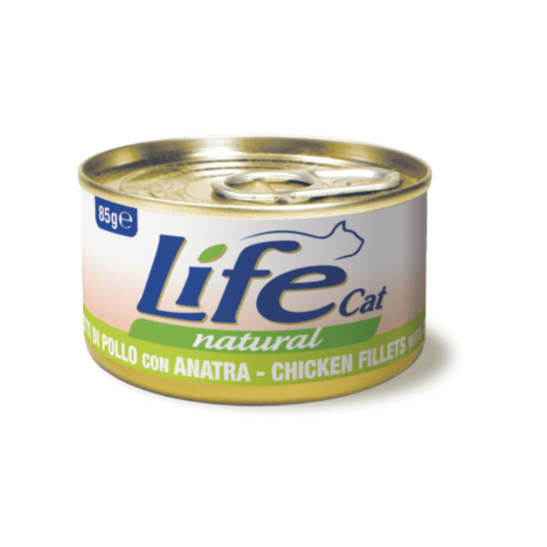 Umido gatto, umido per gatto, umido gatti, umido per gatti, umido naturale per gatti pollo, Life Natural filetti gatto, cibo umido gatti senza additivi, petto di pollo vapore per gatti, ricette Life Cat Natural 85 g