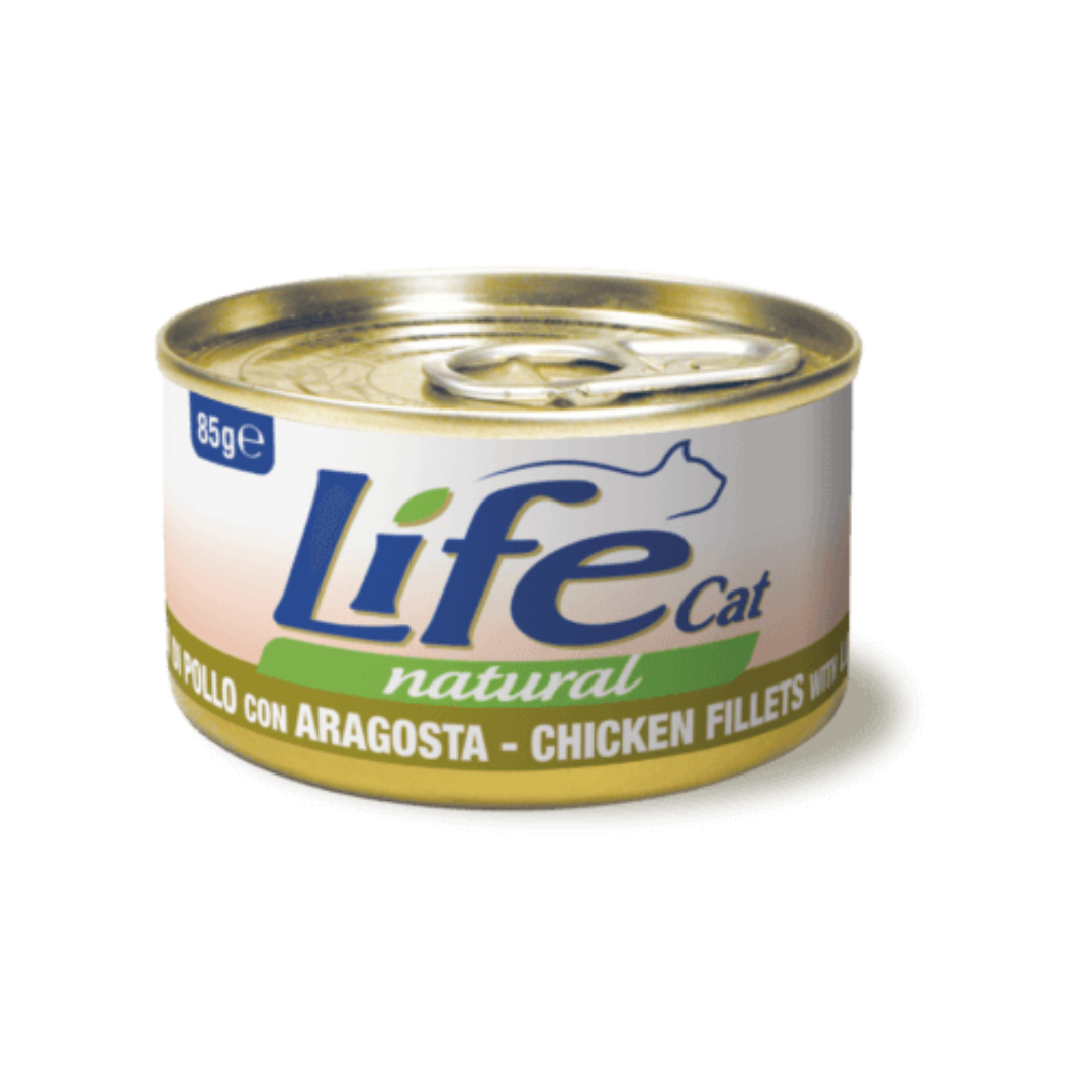 Umido gatto, umido per gatto, umido gatti, umido per gatti, umido naturale per gatti pollo, Life Natural filetti gatto, cibo umido gatti senza additivi, petto di pollo vapore per gatti, ricette Life Cat Natural 85 g