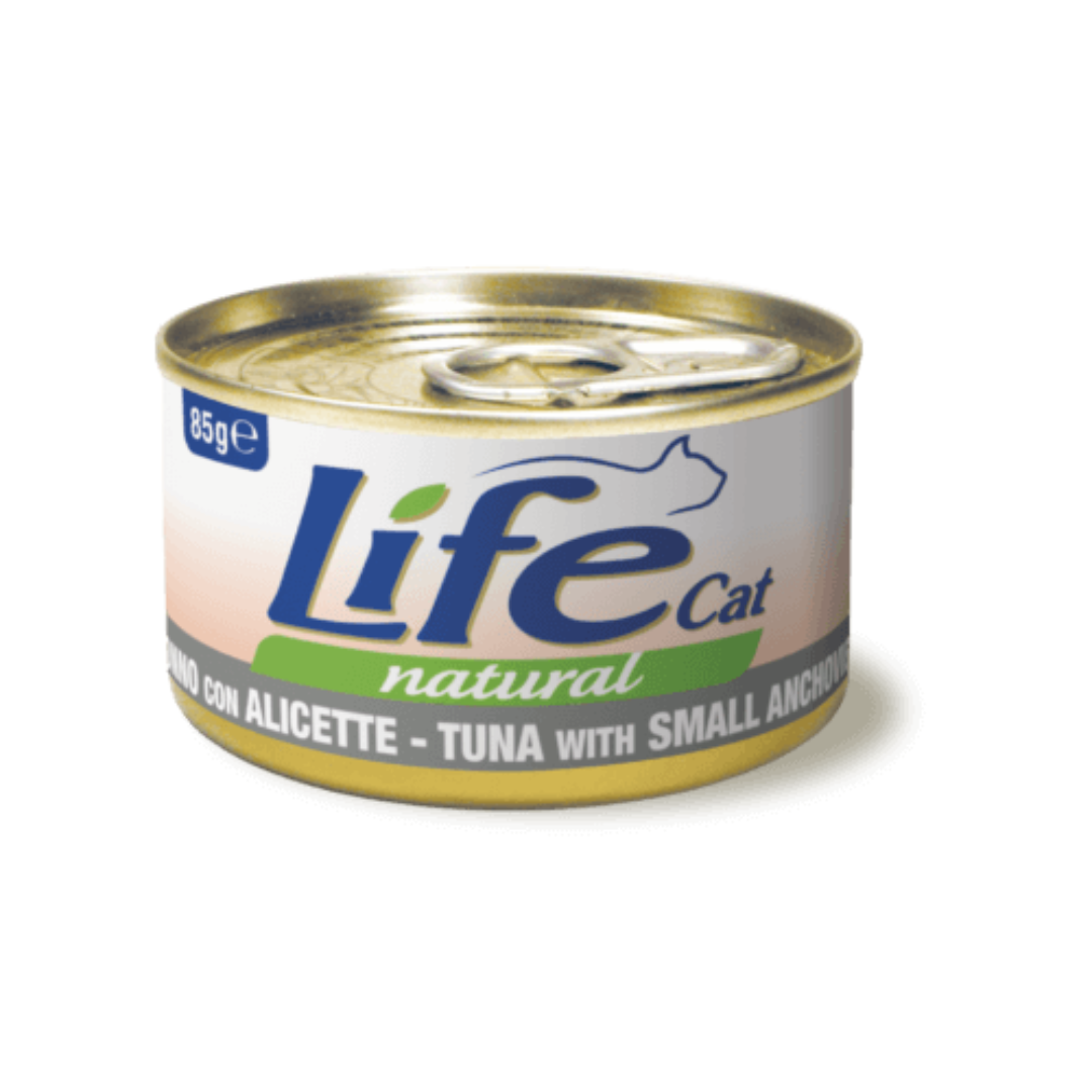 Umido gatto, umido per gatto, umido gatti, umido per gatti, umido naturale per gatti tonno, Life Natural filetti gatto, Life Natural trancetti gatto, cibo umido gatti senza additivi, ricette Life Cat Natural 85g