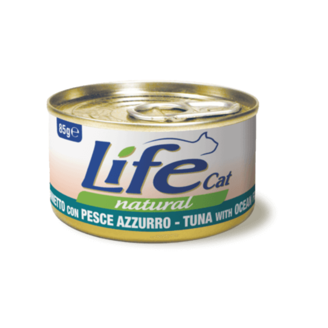 Umido gatto, umido per gatto, umido gatti, umido per gatti, umido naturale per gatti tonno, Life Natural filetti gatto, Life Natural trancetti gatto, cibo umido gatti senza additivi, ricette Life Cat Natural 85g