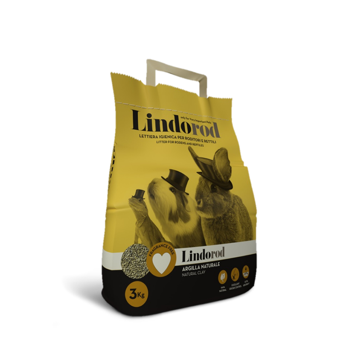 Lindorod - Lettiera Igienica Naturale per Roditori e Rettili in Argilla Ultra Assorbente 3kg