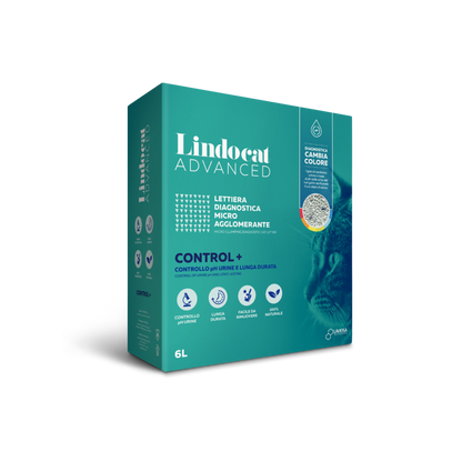 Lindocat - Lettiera Diagnostica in Bentonite Agglomerante per la Salute del Gatto Advance Control + 6L