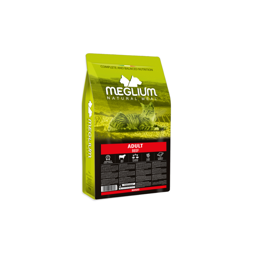 crocchette gatti adulti 1,5 kg, Meglium gatti adulti, crocchette manzo gatti, cibo secco naturale per gatti, promozione, offerta, economico, gatto adulto