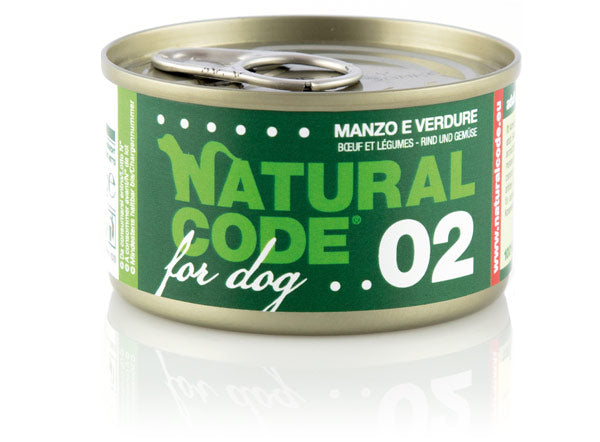 Natural Code umido completo cane 90g, Umido cane Natural Code, Umido ad alta proteina cane adulto, Cibo umido grain free cane, Alimento completo cane senza glutine, Natural Code ricetta monoproteica