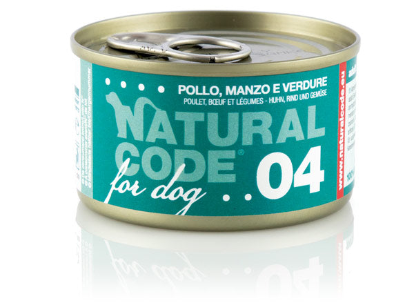 Natural Code umido completo cane 90g, Umido cane Natural Code, Umido ad alta proteina cane adulto, Cibo umido grain free cane, Alimento completo cane senza glutine, Natural Code ricetta monoproteica