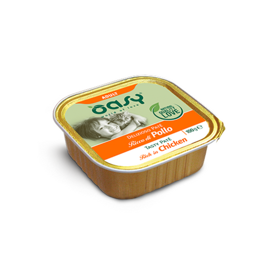 Oasy - Delizioso Patè Umido in Vaschetta per Gatti Adulti 100g