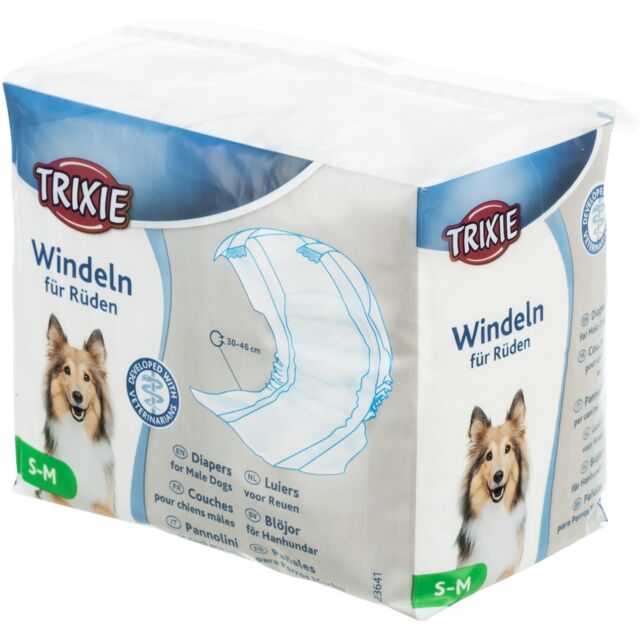 Trixie - Pannolini a Fascia Elastica per Cani Maschi in Poliestere 12pz