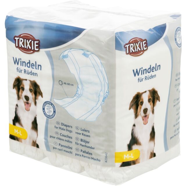 Trixie - Pannolini a Fascia Elastica per Cani Maschi in Poliestere 12pz