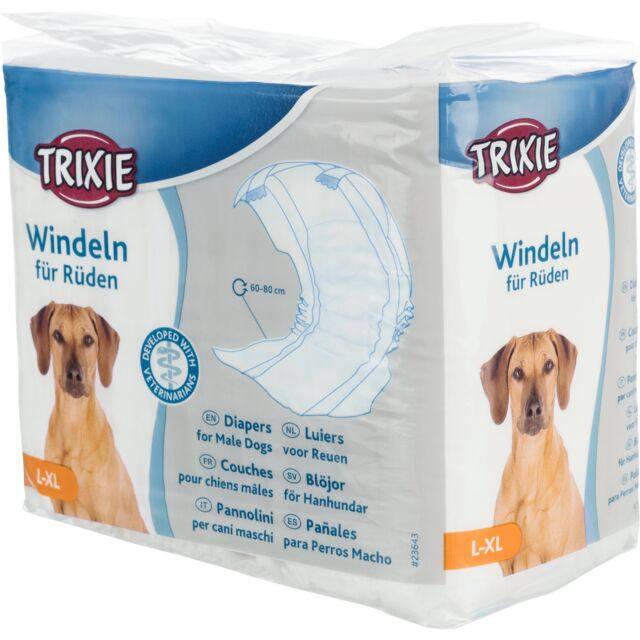 Trixie - Pannolini a Fascia Elastica per Cani Maschi in Poliestere 12pz