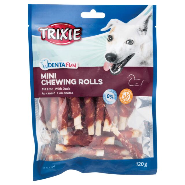 Trixie - Snack a Stick Mini per Cani a Bastoncino Ricoperto da Filetto di Anatra arrotolato Chewing Rolls Snack per Cani 120g
