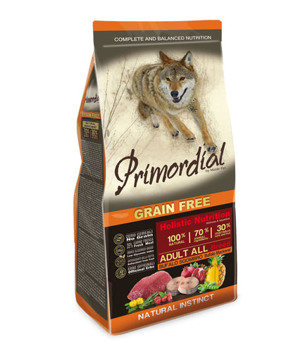 Primordial - Crocchette di Alta Qualità Senza Cereali per Cani ADULTI Grain Free 12 Kg