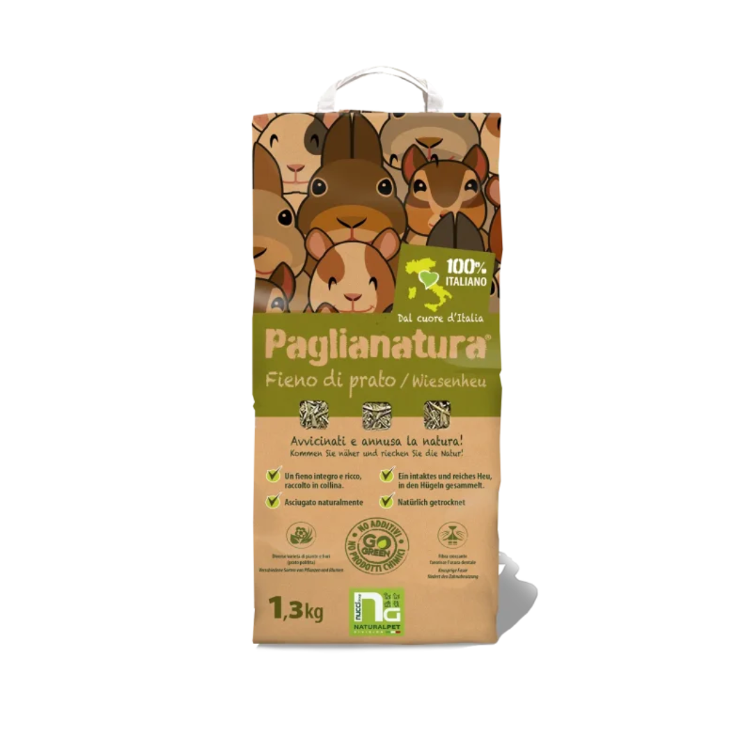fieno di prato per conigli, fieno naturale Paglianatura, fieno per cavie e roditori, fieno 1,3 kg per conigli, cibo naturale per conigli e piccoli animali, fieno ricco di fibre per roditori, fieno per conigli italiani, alimentazione sana per conigli, fieno Paglianatura conigli