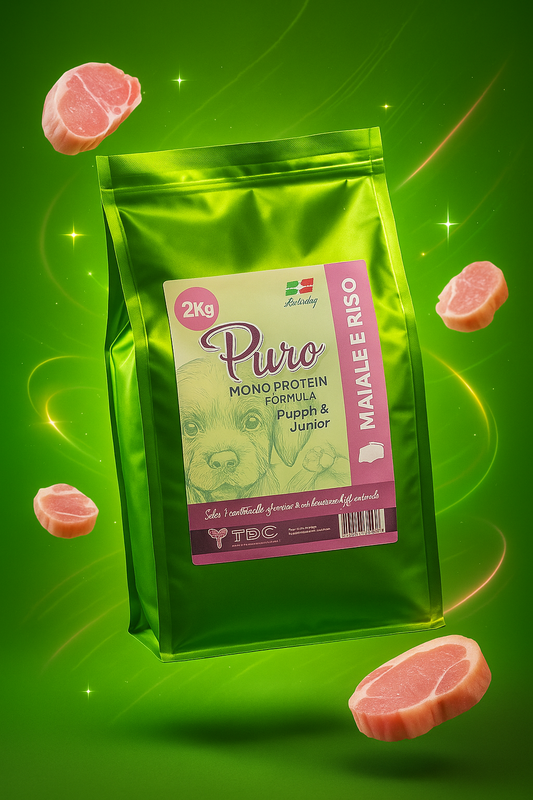 Alimento per cuccioli, crocchette monoproteiche, cibo per cani senza glutine, dieta ipoallergenica per cuccioli, alimentazione naturale per cani, cibo per cuccioli con sensibilità alimentari, prodotto italiano per cani, crocchette al maiale per cuccioli.