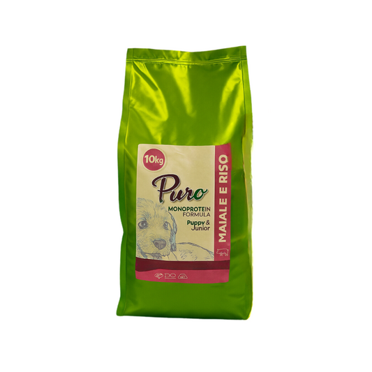 Puro - Crocchette al Maiale e Riso MONOPROTEICHE per Cani Cuccioli Low Grain Medium Puppy