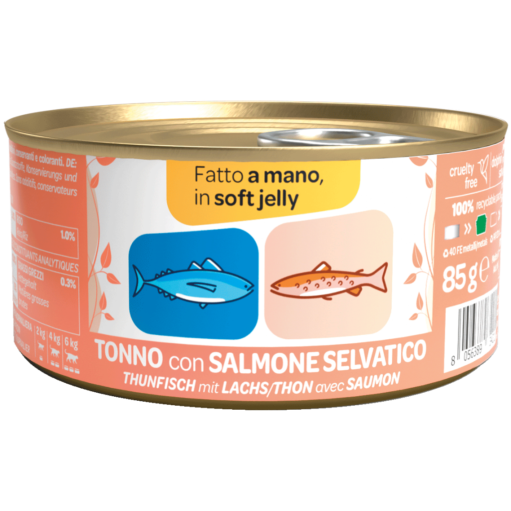 We Nature - Lattina di Umido Naturale Fatto a Mano in Gelatina Cotto al Vapore per Gatti Adulti 85g Jelly