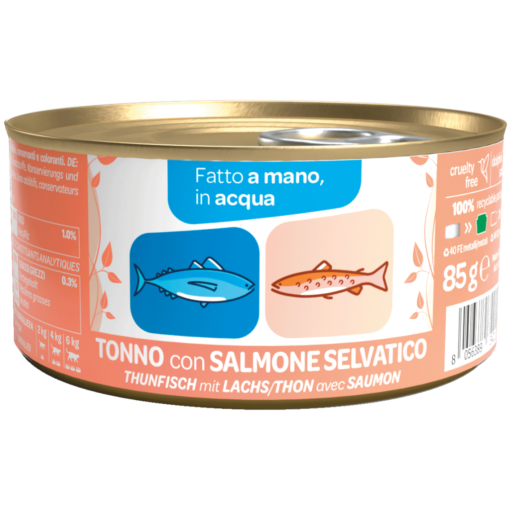 We Nature - Lattina di Umido Naturale Fatto a Mano in Acqua Cotto al Vapore per Gatti Adulti 85g