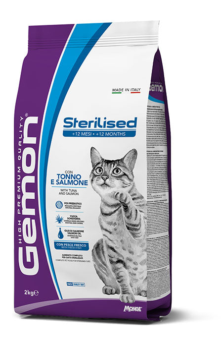 Gemon - Crocchette per Gatti Adulti Sterilizzati con Carne Fresca Sterilised 2Kg