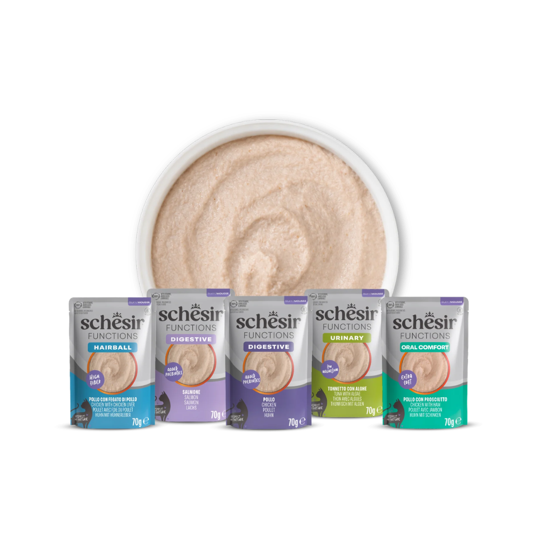 Schesir Umido Gatto, Vellutate, Vellutata, Schesir Vellutata, Schesir Functions gatto, Schesir Functions mousse, Schesir mousse gatto 70g, umido gatto Schesir Functions, mousse gatto completa e bilanciata, alimento umido gatto nutrizione funzionale, Schesir Digestive gatto, Schesir Hairball gatto, Schesir Urinary gatto, Schesir Oral Comfort gatto, mousse gatto no grain, umido gatto senza cereali, alimento gatto con ingredienti funzionali