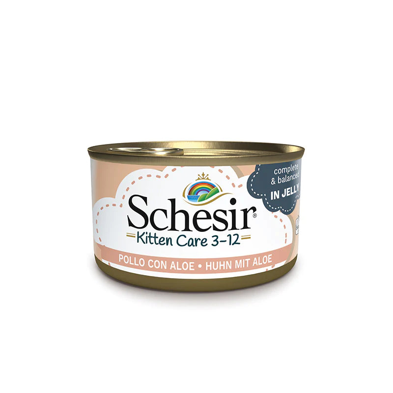 schesir gatto umido kitten care, con aloe, in jelly, umido gatto in gelatina
