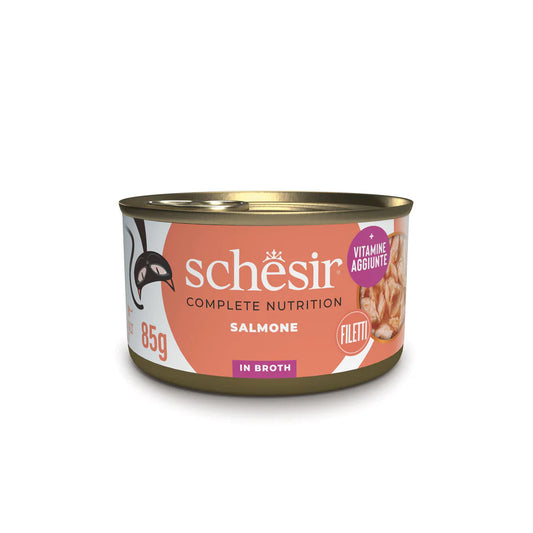Schesir filetti in brodo gatto adulto, umido completo senza glutine gatti, brodo umido Schesir per gatti, cibo umido gatto, alimentazione umida naturale per gatti