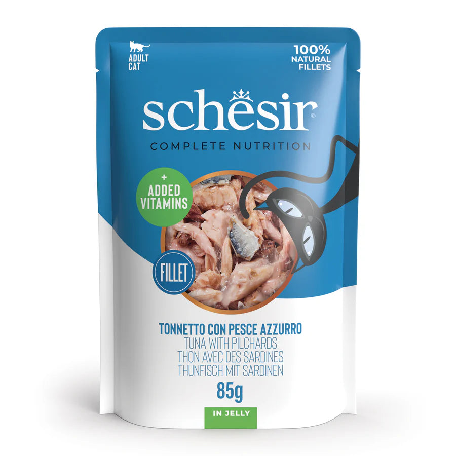 umido completo gelatina gatti, Schesir filetti in gelatina 85g, umido naturale Schesir gatti adulti, gelatina idratante gatto Schesir, umido gatto, umido gatti