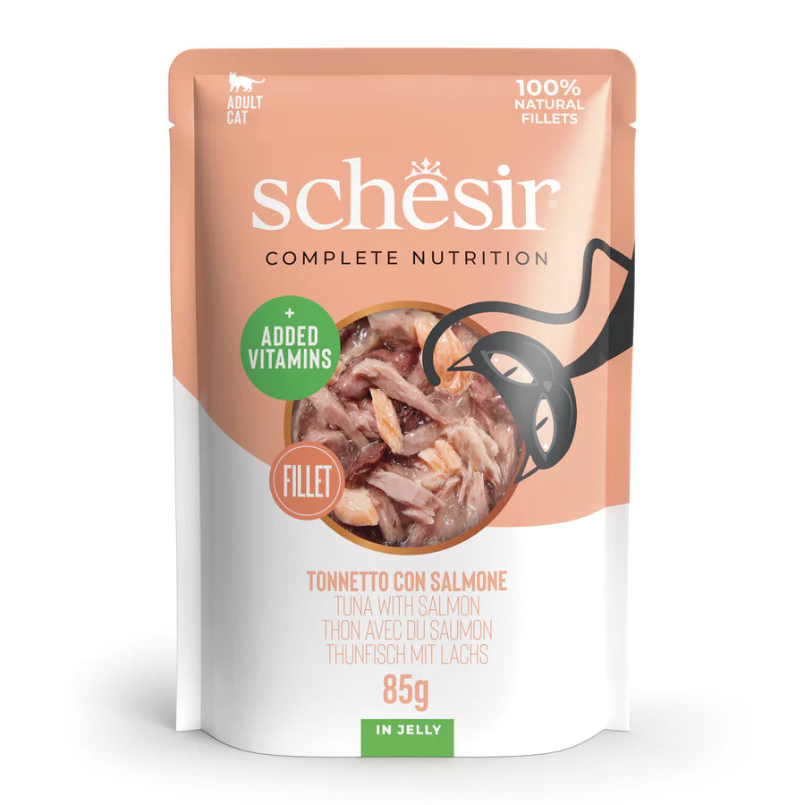 umido completo gelatina gatti, Schesir filetti in gelatina 85g, umido naturale Schesir gatti adulti, gelatina idratante gatto Schesir, umido gatto, umido gatti