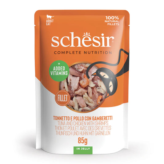 umido completo gelatina gatti, Schesir filetti in gelatina 85g, umido naturale Schesir gatti adulti, gelatina idratante gatto Schesir, umido gatto, umido gatti
