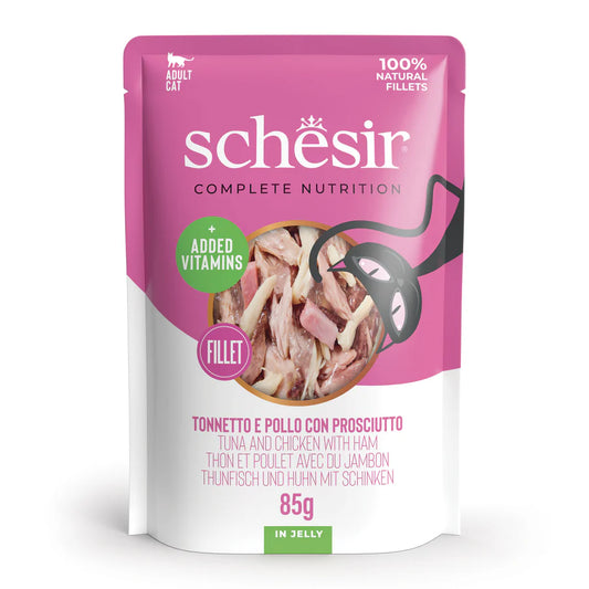 umido completo gelatina gatti, Schesir filetti in gelatina 85g, umido naturale Schesir gatti adulti, gelatina idratante gatto Schesir, umido gatto, umido gatti