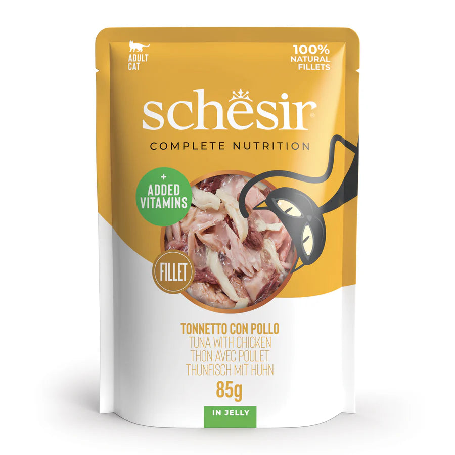 umido completo gelatina gatti, Schesir filetti in gelatina 85g, umido naturale Schesir gatti adulti, gelatina idratante gatto Schesir, umido gatto, umido gatti