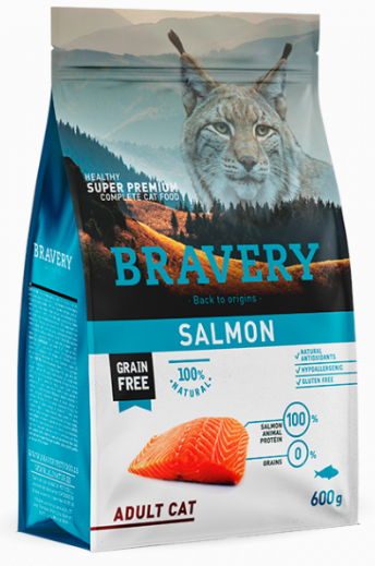 Bravery - Crocchette per Gatti Adulti Ipoallergeniche e Senza Cerali Grain Free 600g