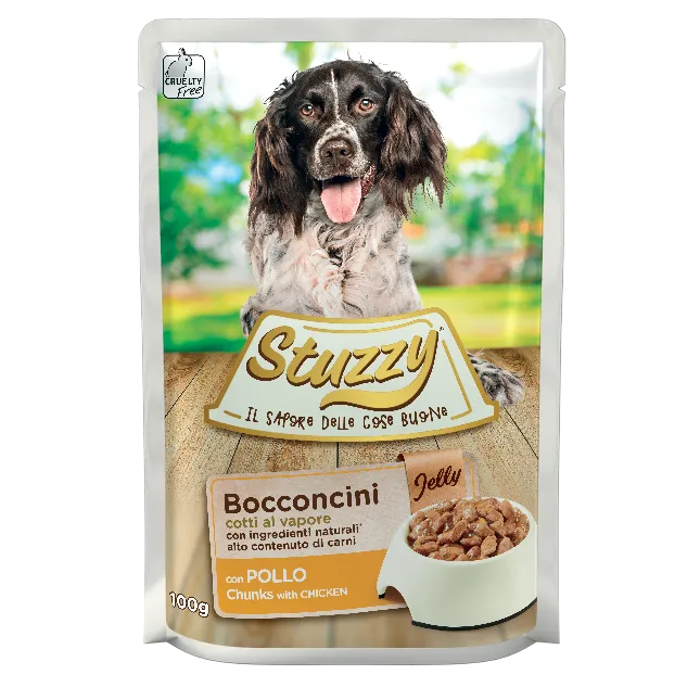 umido bocconcini cani adulti 100 g, Stuzzy Dog bocconcini 100g adulti, cibo umido completo cani adulti Stuzzy, bocconcini cani cotto al vapore Stuzzy, Stuzzy Dog bocconcini prosciutto/manzo/pesce 100g, alimentazione umida cani adulti ingredienti naturali, pasto umido cani adulti formato 100g