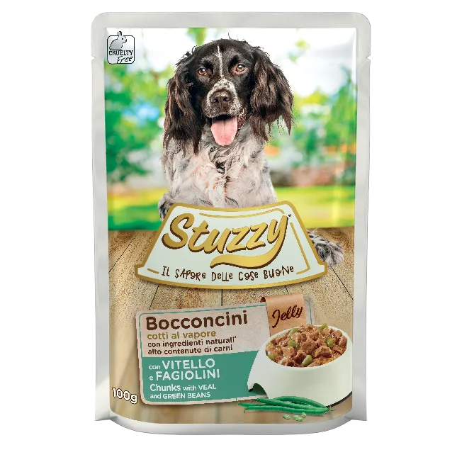 umido bocconcini cani adulti 100 g, Stuzzy Dog bocconcini 100g adulti, cibo umido completo cani adulti Stuzzy, bocconcini cani cotto al vapore Stuzzy, Stuzzy Dog bocconcini prosciutto/manzo/pesce 100g, alimentazione umida cani adulti ingredienti naturali, pasto umido cani adulti formato 100g