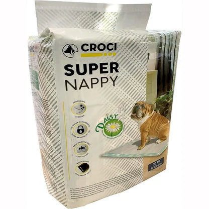 Croci - Tappetino Assorbente per Cani Super Nappy Daisy Profumato 57x54 cm 30 pezzi