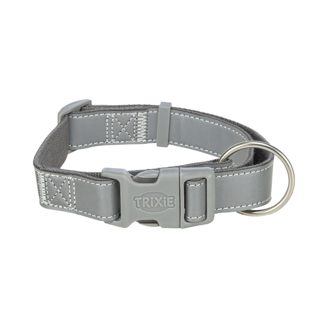 collare riflettente cane Trixie, Trixie Silver Reflect collare regolabile, collare sicurezza notturna per cani, collare visibilità al buio cane, collare in nylon riflettente Trixie premium, collare cane taglia S-M riflettente, collare esterno resistente per cani