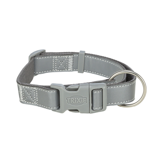 collare riflettente cane Trixie, Trixie Silver Reflect collare regolabile, collare sicurezza notturna per cani, collare visibilità al buio cane, collare in nylon riflettente Trixie premium, collare cane taglia S-M riflettente, collare esterno resistente per cani