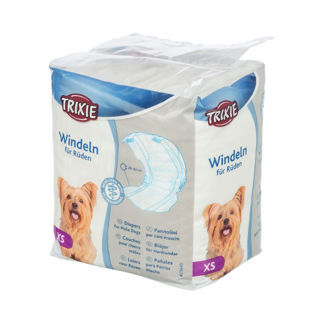 pannolini a fascia per cani maschi Trixie, pannolino cane maschio incontinenza, pannolini igienici per cani anziani, pannolino post-operatorio cane maschio, pannolini monouso per cani sterilizzati o in viaggio, Trixie pannolino cane extra assorbente