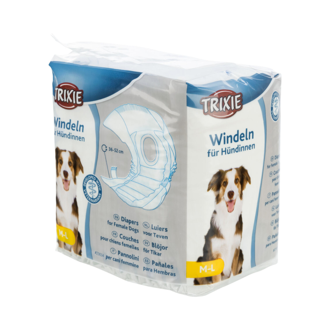 pannolini per cani femmina Trixie, mutandine igieniche per cagnoline, pannolini femmina incontinenza cane, pannolini post operatorio cane femmina, Trixie femmina mutandine poliestere, pannolini taglia media grande femmina cane