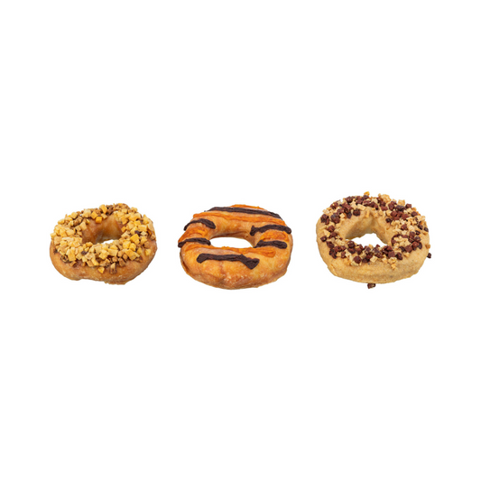 Snack Trixie per cani: 3 ciambelle in pelle bovina senza glutine (anatra, pollo, merluzzo), Ø 9 cm. Ideali per igiene dentale e varietà golosa, Donuts per cani, Ciambella snack cane pelle bovina, Trixie Donuts senza glutine, Snack masticabile cane