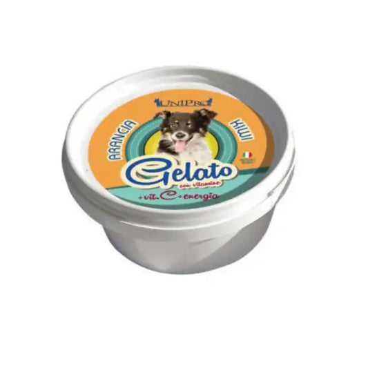 gelato per cani, snack estivo cane, alimento complementare cane, gelato rinfrescante per cani, Unipro Gelato cane, merenda fresca cane, snack naturale cane, gelato fatto in Italia per cani, gelato alla frutta per cani, premio estivo per cani