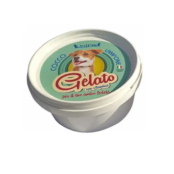 gelato per cani, snack estivo cane, alimento complementare cane, gelato rinfrescante per cani, Unipro Gelato cane, merenda fresca cane, snack naturale cane, gelato fatto in Italia per cani, gelato alla frutta per cani, premio estivo per cani