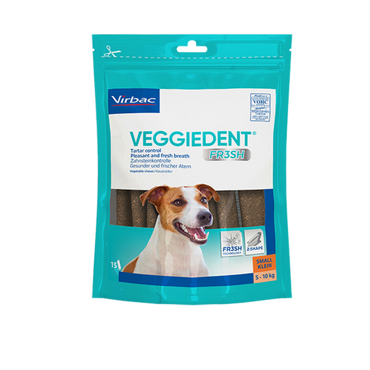 Virbac - Snack VeggieDent Fresh Controllo di Tartaro e Placca per Cani 15 pezzi