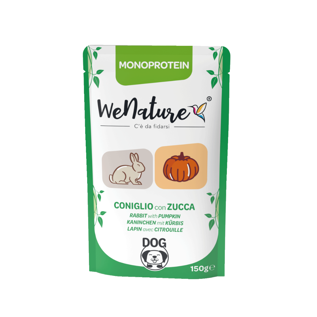 wenature umido cane monoproteico, cibo cane grain free 150g, alimento cane senza cereali, umido cane alta digeribilità, monoproteico cane wenature, umido monoproteico cane, wenature cane
