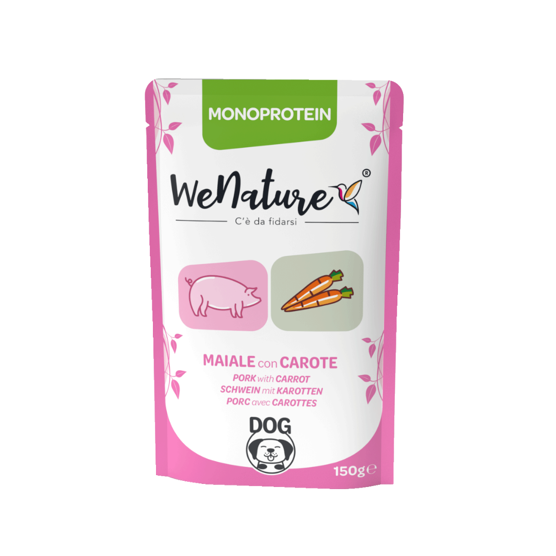 wenature umido cane monoproteico, cibo cane grain free 150g, alimento cane senza cereali, umido cane alta digeribilità, monoproteico cane wenature, umido monoproteico cane, wenature cane