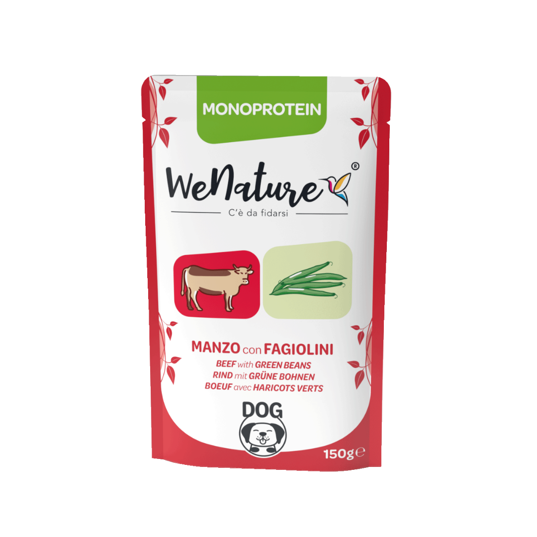 wenature umido cane monoproteico, cibo cane grain free 150g, alimento cane senza cereali, umido cane alta digeribilità, monoproteico cane wenature, umido monoproteico cane, wenature cane