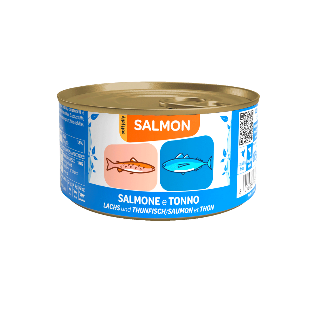 We Nature - Lattina di Umido con Salmone Naturale Fatto a Mano in Jelly per Gatti Adulti 85g