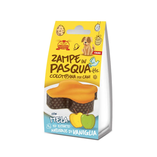 colombina pasqua cane, dolce pasquale per cani, snack cane mela vaniglia, regalo pasqua cane, colomba per cane 85 g, pasqua cane, colomba per cane