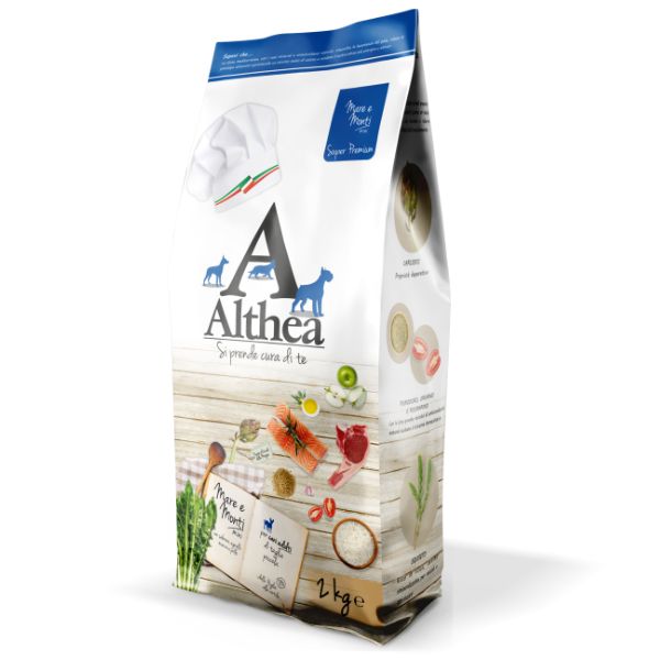 crocchette per cani taglia piccola, Althea Mare e Monti, crocchette con salmone, alimento secco completo cani, crocchette con antiossidanti naturali, crocchette con omega 3 e 6, crocchette made in Puglia, crocchette mini per cani