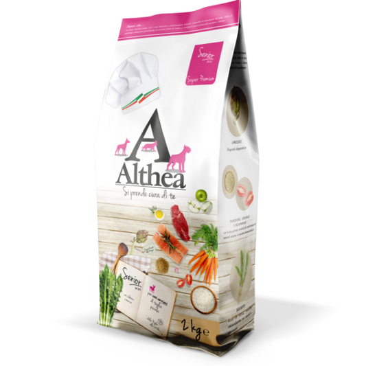 crocchette senior piccoli, alimento anziani con condroitina glucosamina, crocchette con Omega 3 e 6, crocchette functional senior, Althea Senior mini, crocchette made in Puglia, cibo cane anziano equilibrato